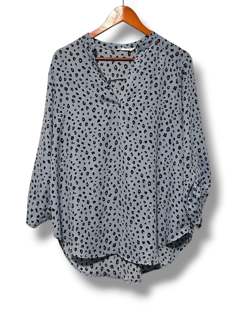 Lush Light Blue Leopard Print Blouse